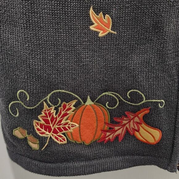 Breckenridge Women's Fall Leaves & Pumpkins Zip Up Vest Size XL - Picture 4 of 10